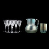 BOUDOIR ART GLASS PITCHER AND