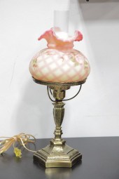 BOUDOIR LAMP WITH FENTON SHADE