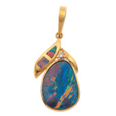 BOULDER OPAL, DIAMOND, 18K YEL