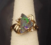 BOULDER OPAL, DIAMOND AND GOLD
