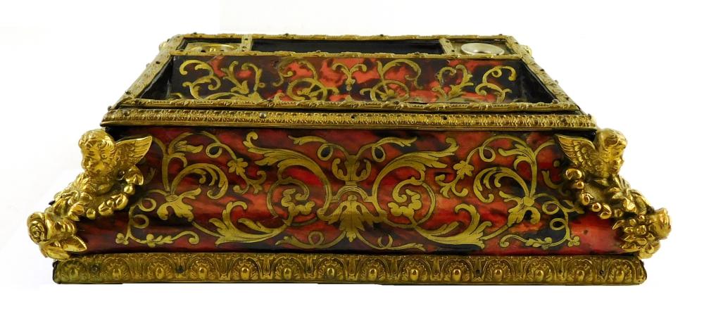 BOULLE DESK INK WELL, FRENCH,