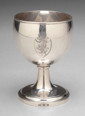 Boulton silver goblet, reeded