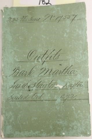 BOUND LEDGER TITLED "OUTFITS FOR