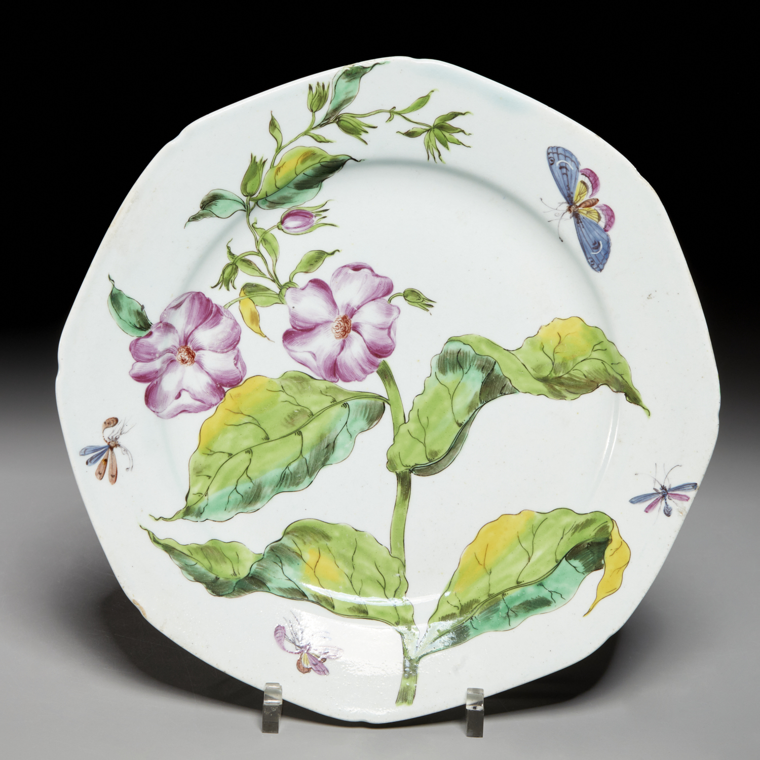 BOW BOTANICAL PLATE, 18TH C. c.