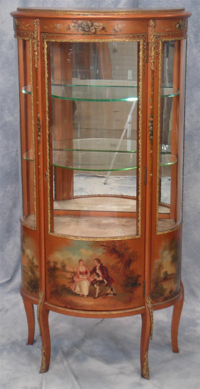Bow front and side French curio