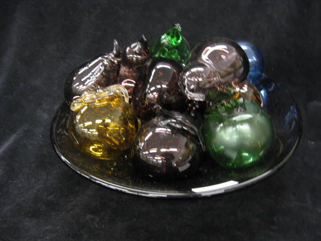 Bowl with Art Glass Fruit set pot