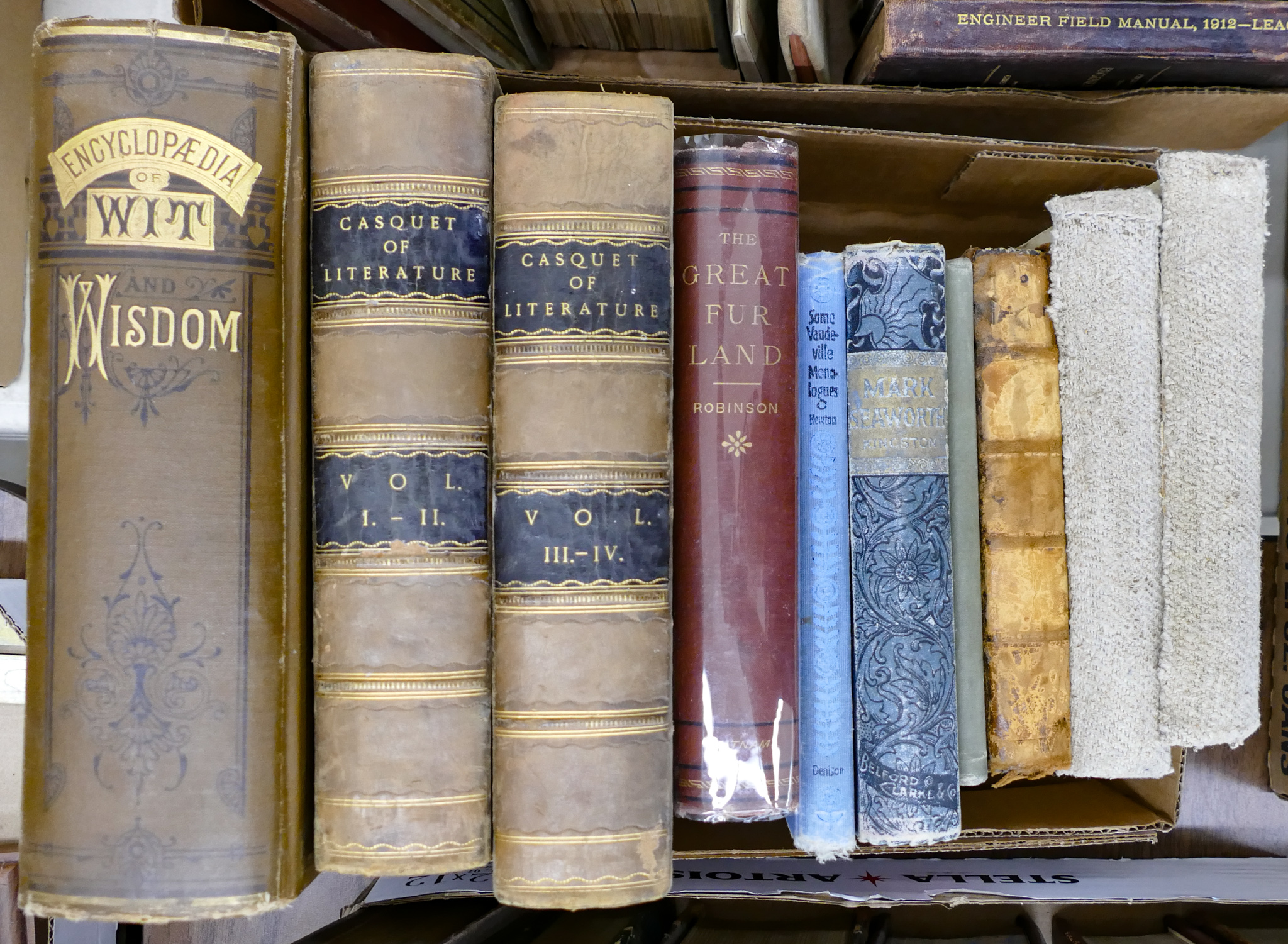 Box 10pc Misc Antique Books
