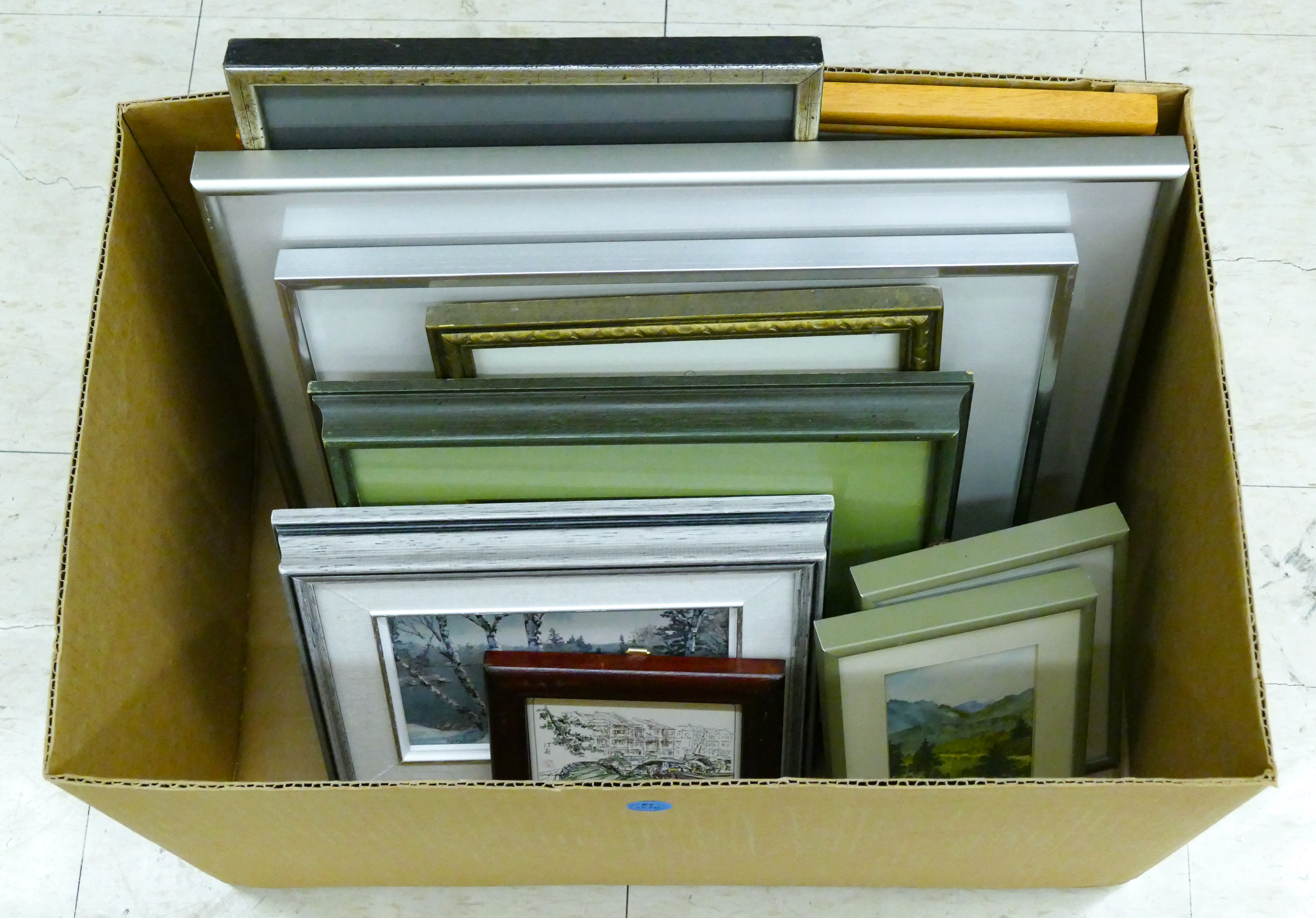 Box 12pc Small Framed Prints &