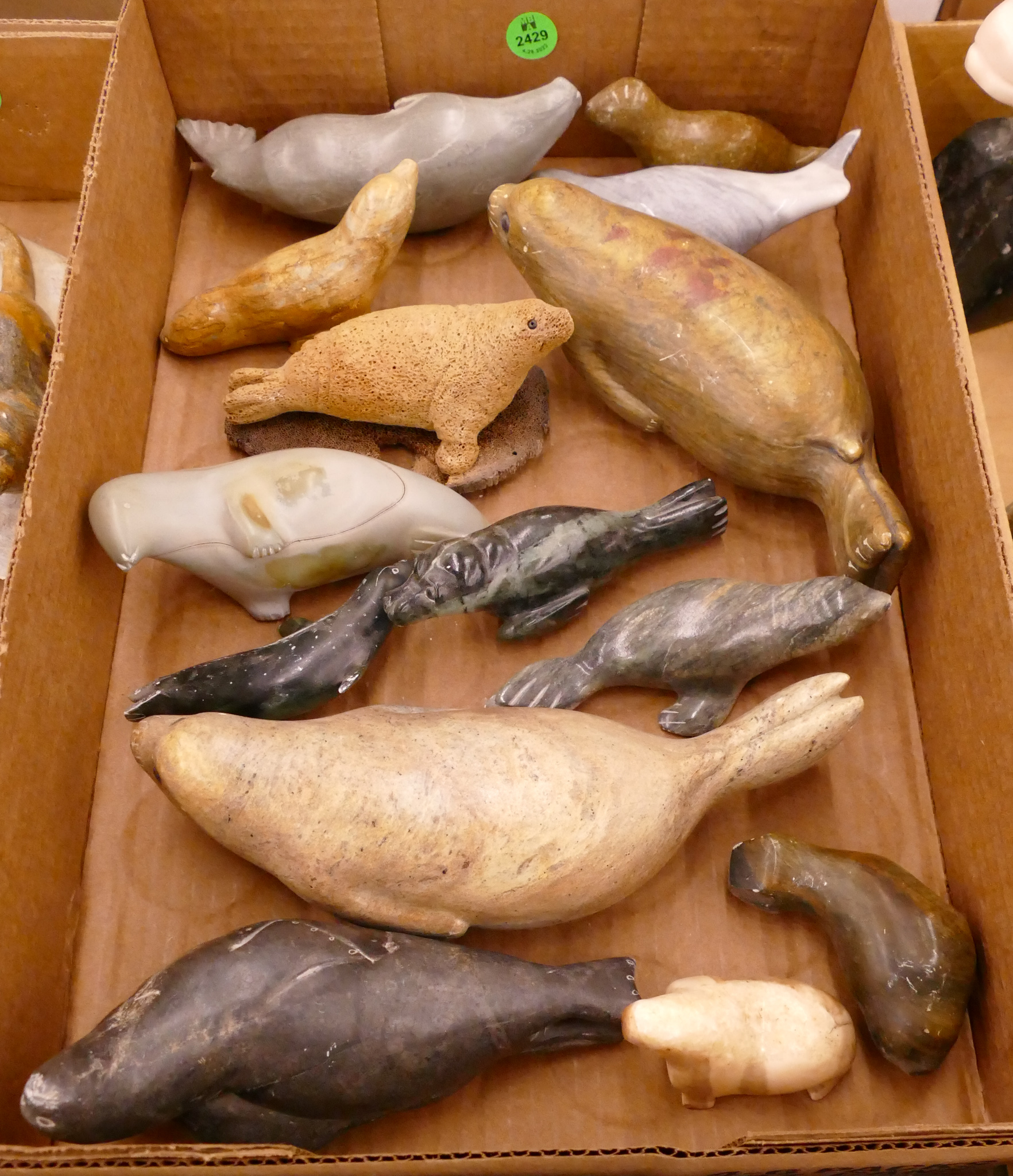 Box 14pc Alaska Soapstone Seal