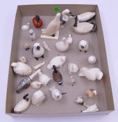 Box 29pc Inuit Scrimshawed Bir