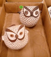 Box 2pc Leno Acoma Pottery Owl