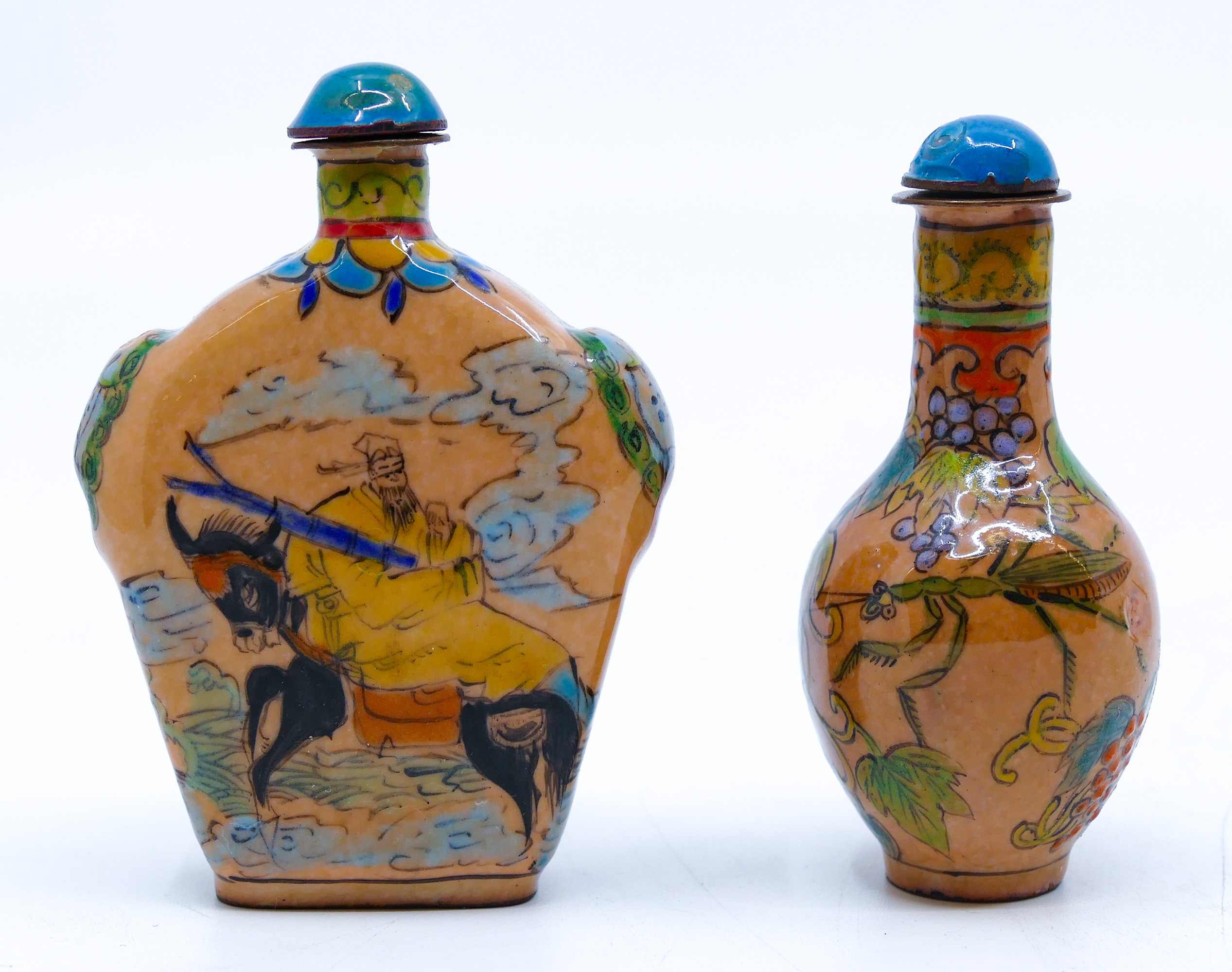 Box 2pc Old Chinese Enameled Copper
