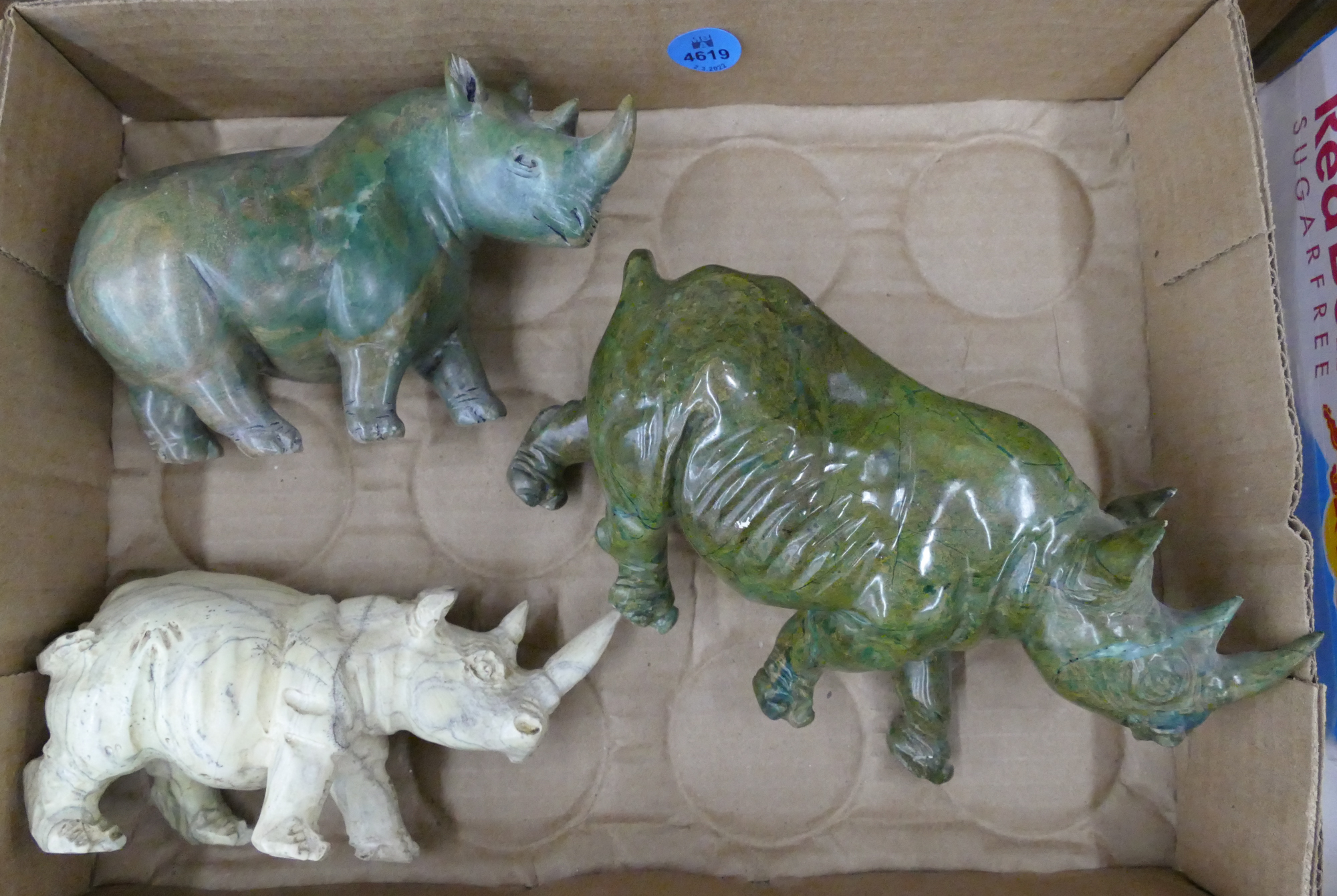 Box 3pc African Carved Green