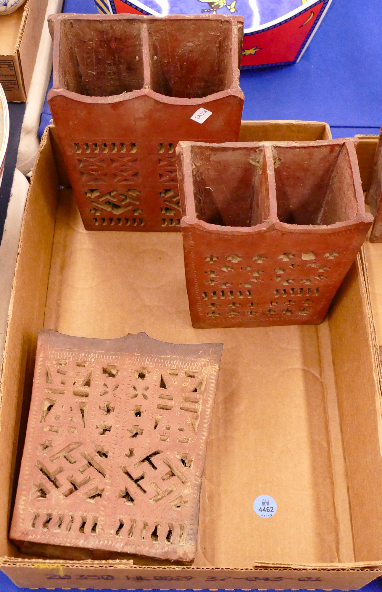 Box 3pc Antique Chinese Red Clay