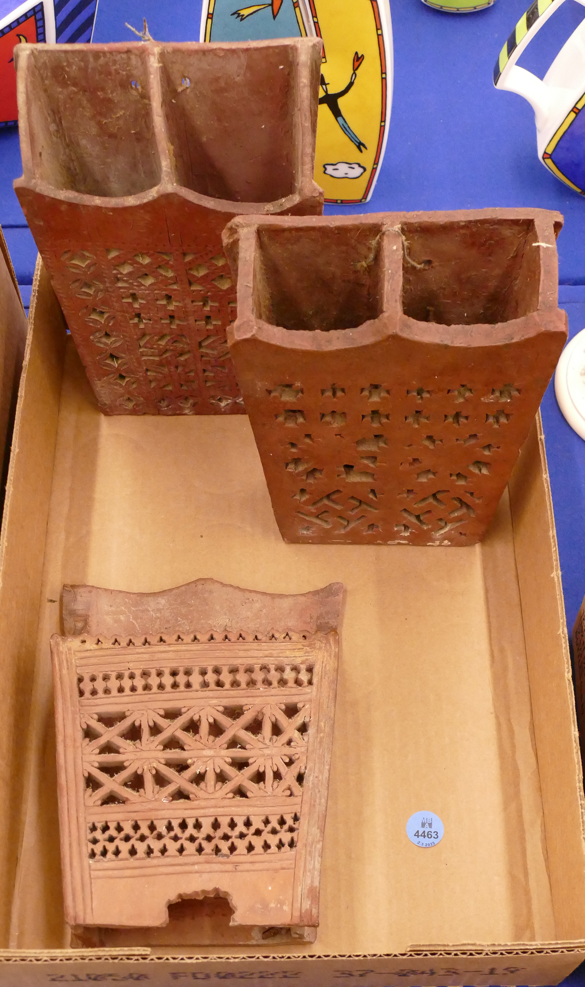 Box 3pc Antique Chinese Red Clay