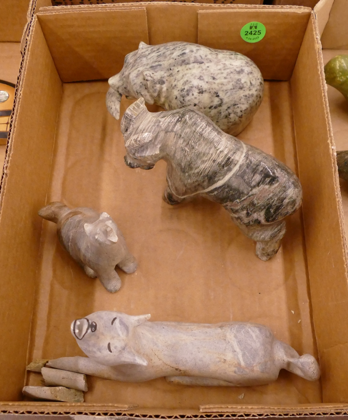 Box 4pc Alaska Soapstone Animal