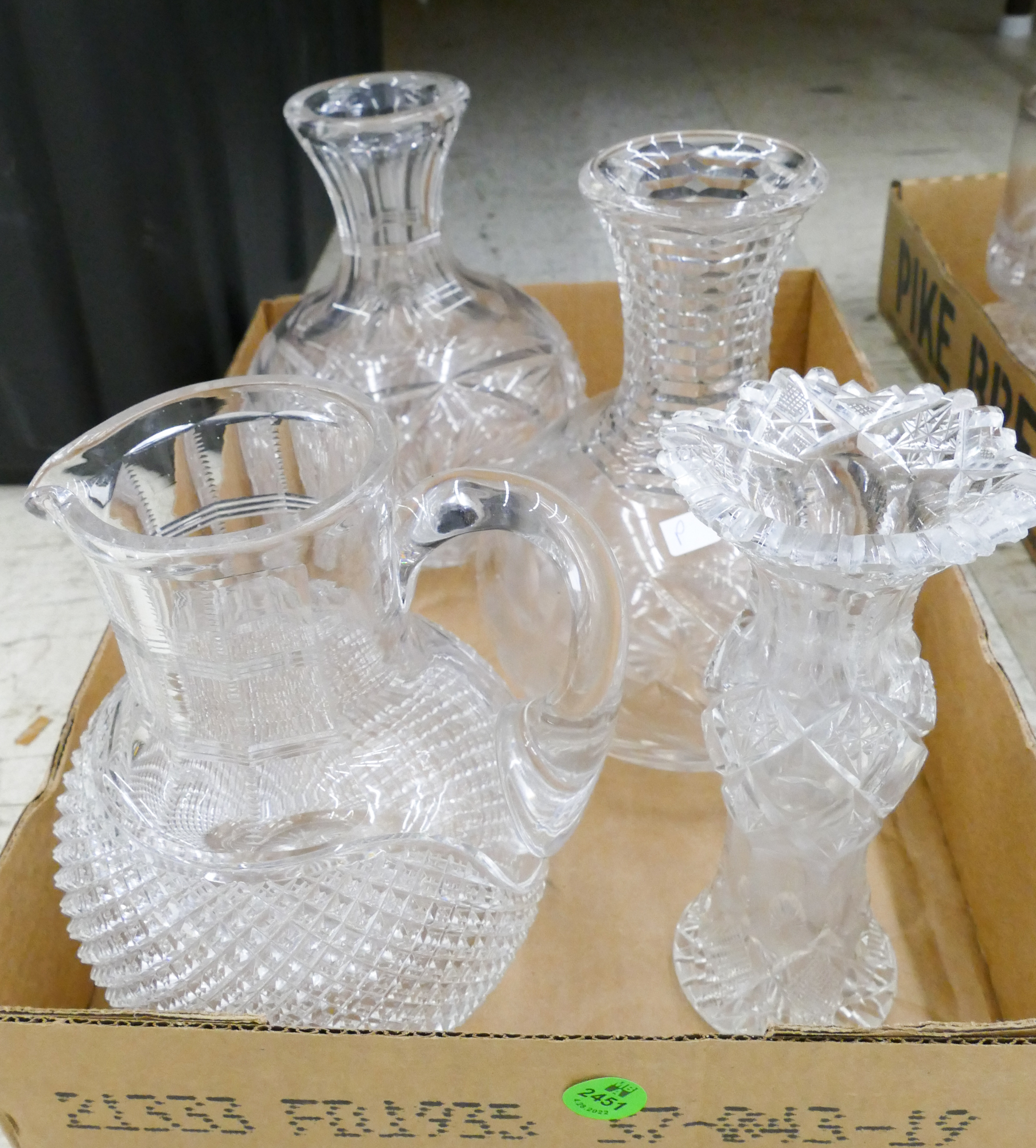 Box 4pc Antique Cut Glass