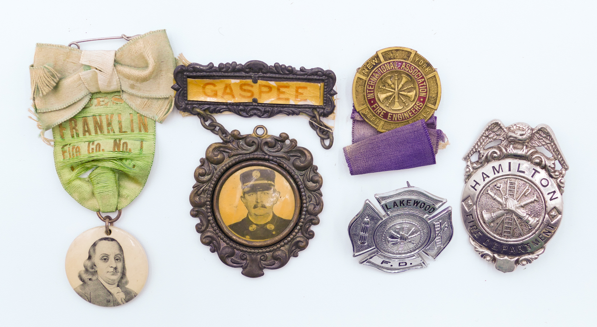 Box 4pc Old Fireman Badges &