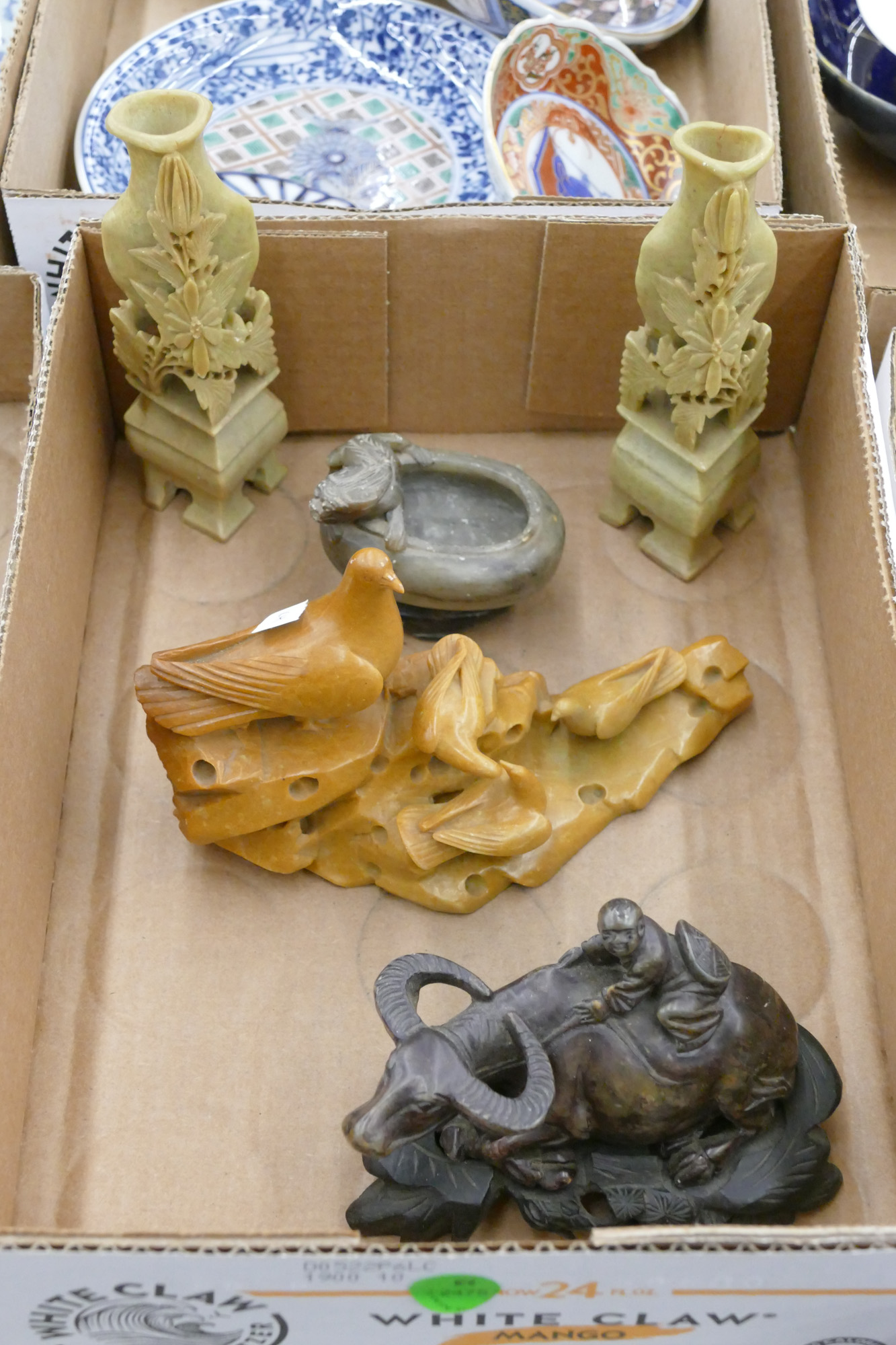 Box 5pc Old Chinese Soapstone