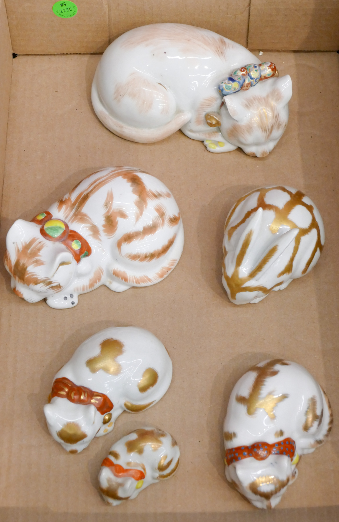 Box 6pc Japanese Kutani Cats and