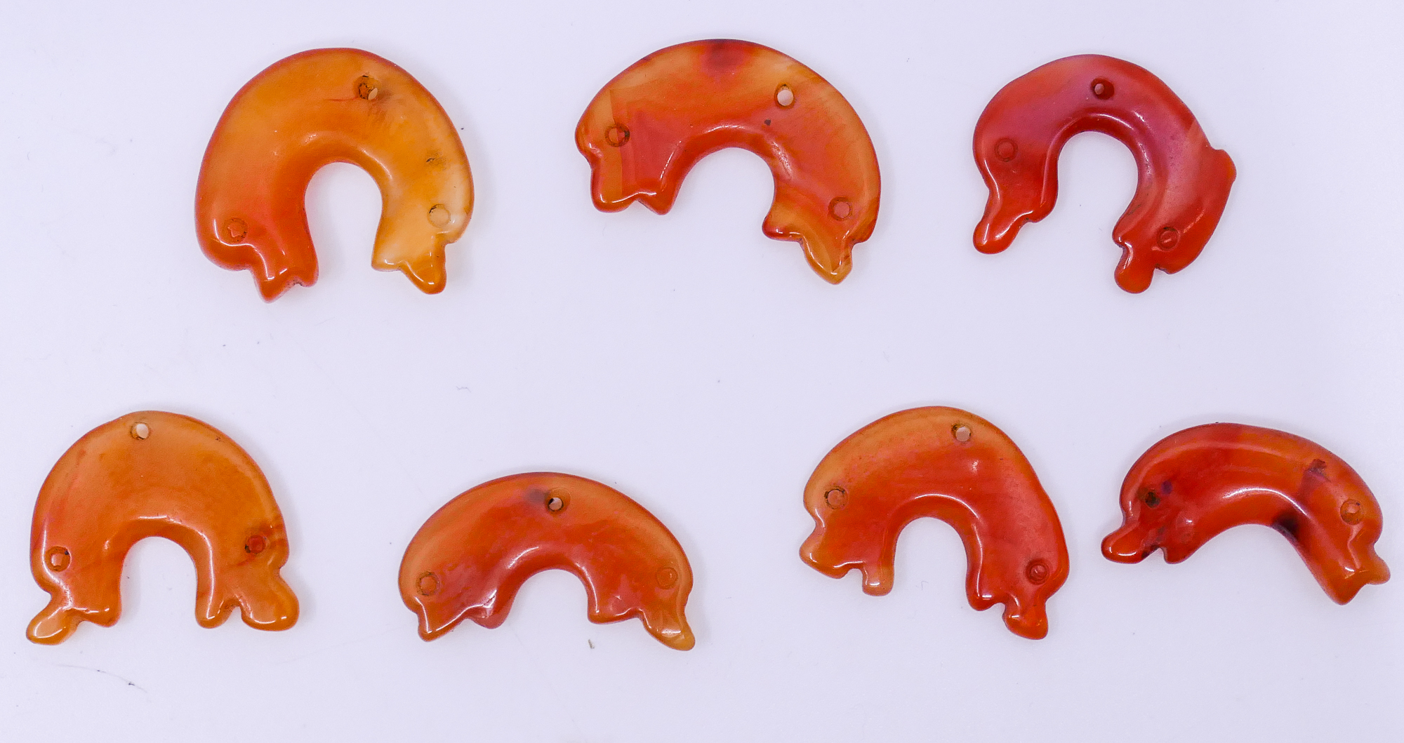 Box 7pc Antique Chinese Carnelian