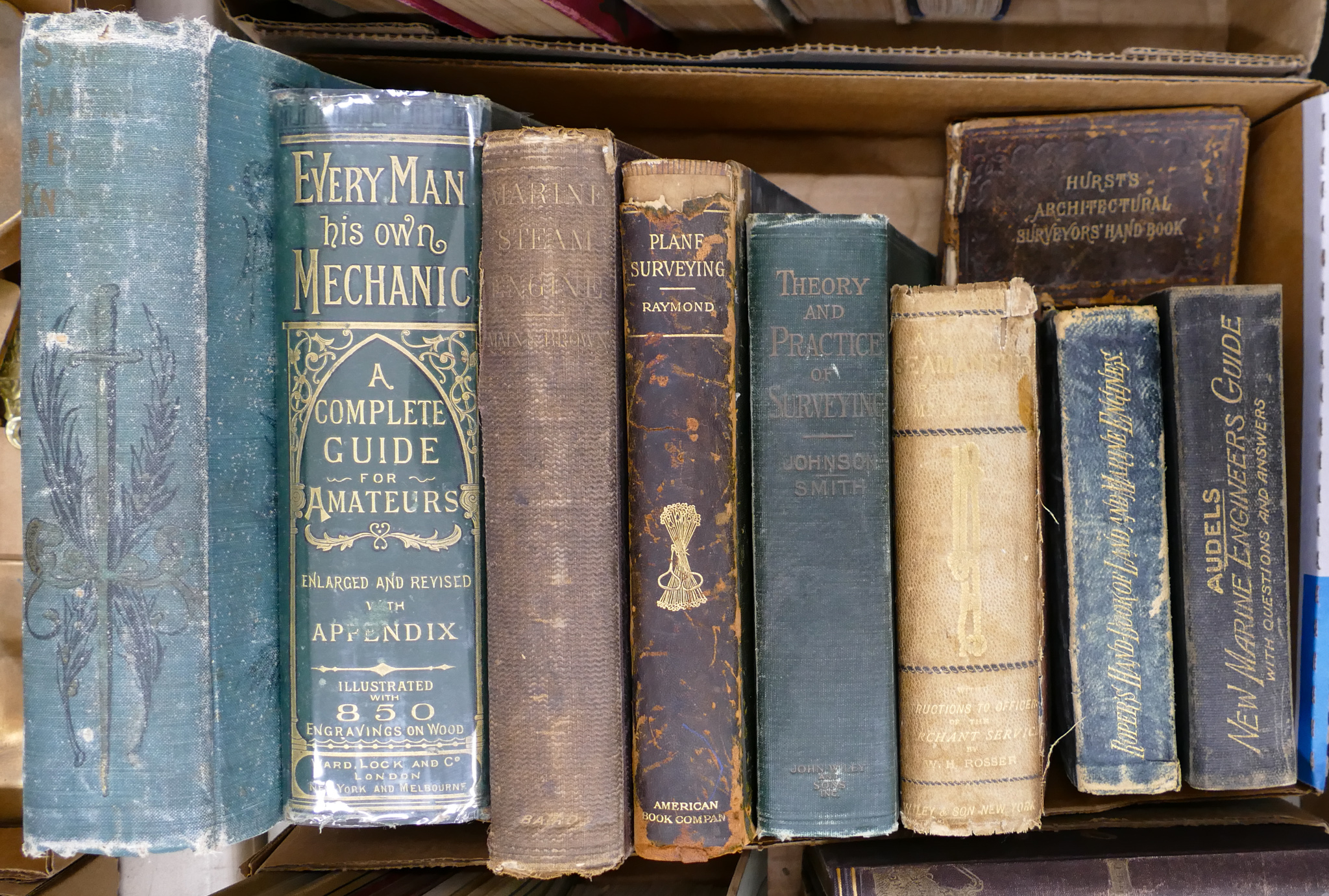Box 9pc Antique Surveying Books