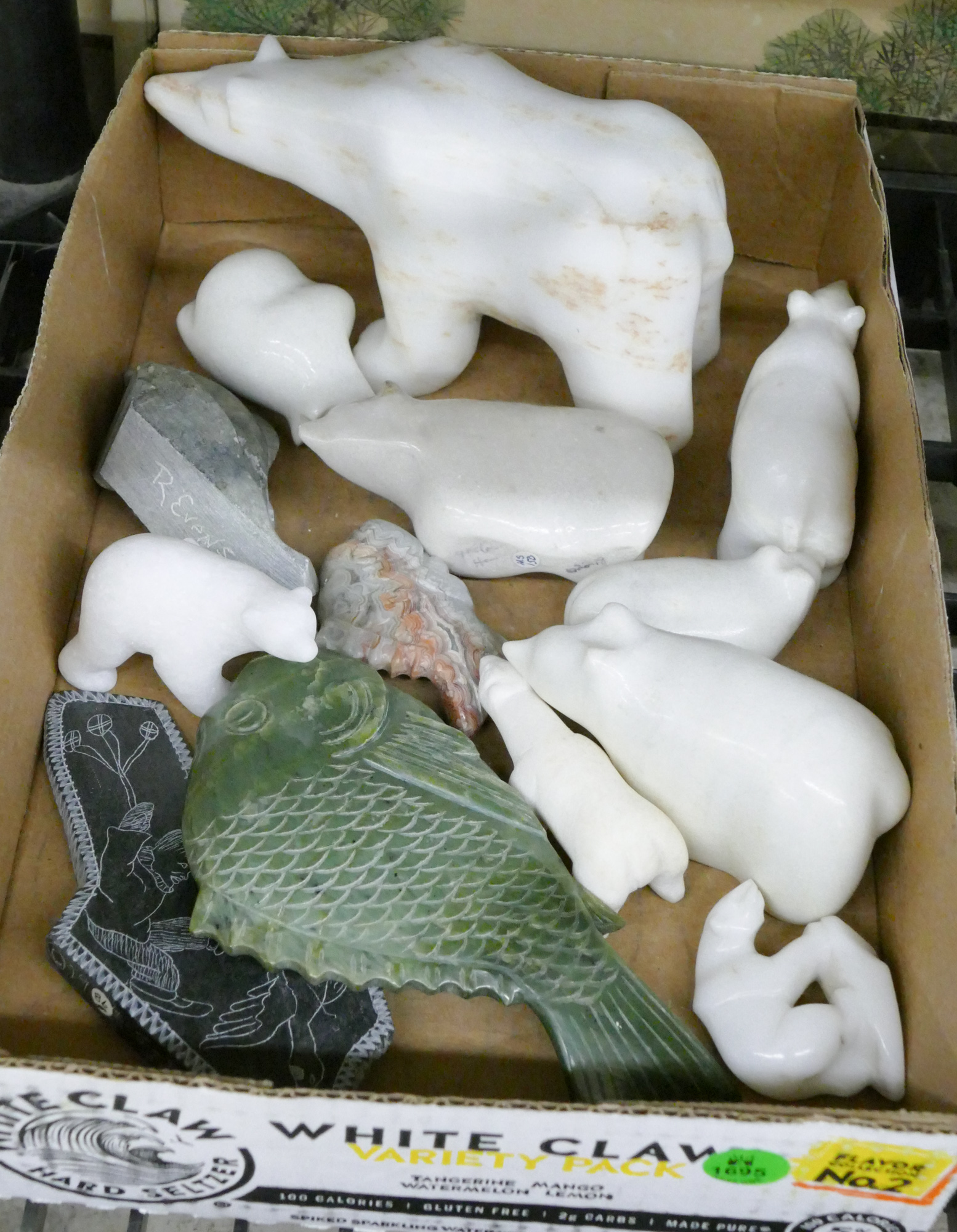 Box Alaskan Carved Stone Bears etc.