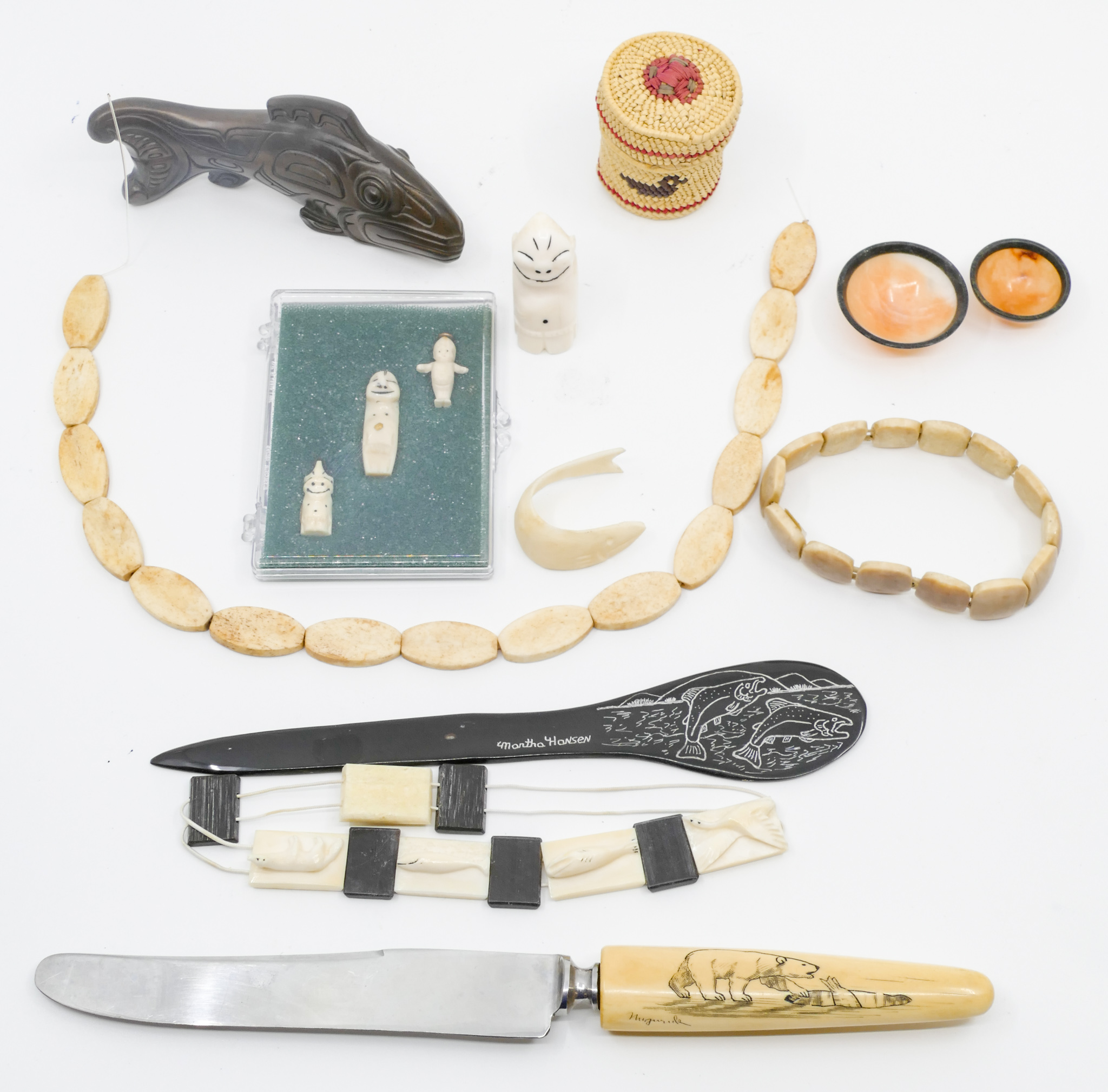 Box Alaskan Inuit Scrimshaw and