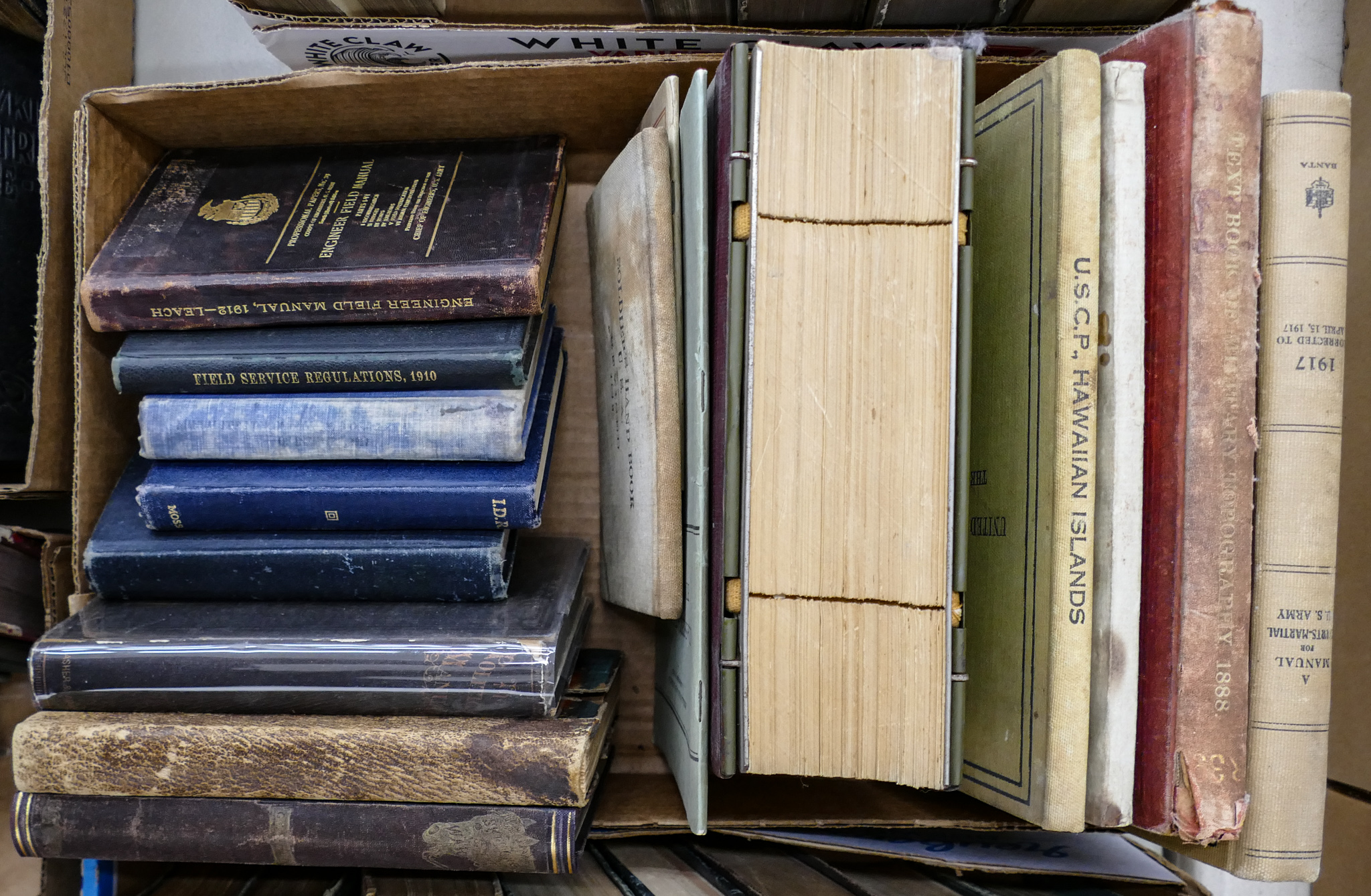 Box Antique 16pc Military Books &