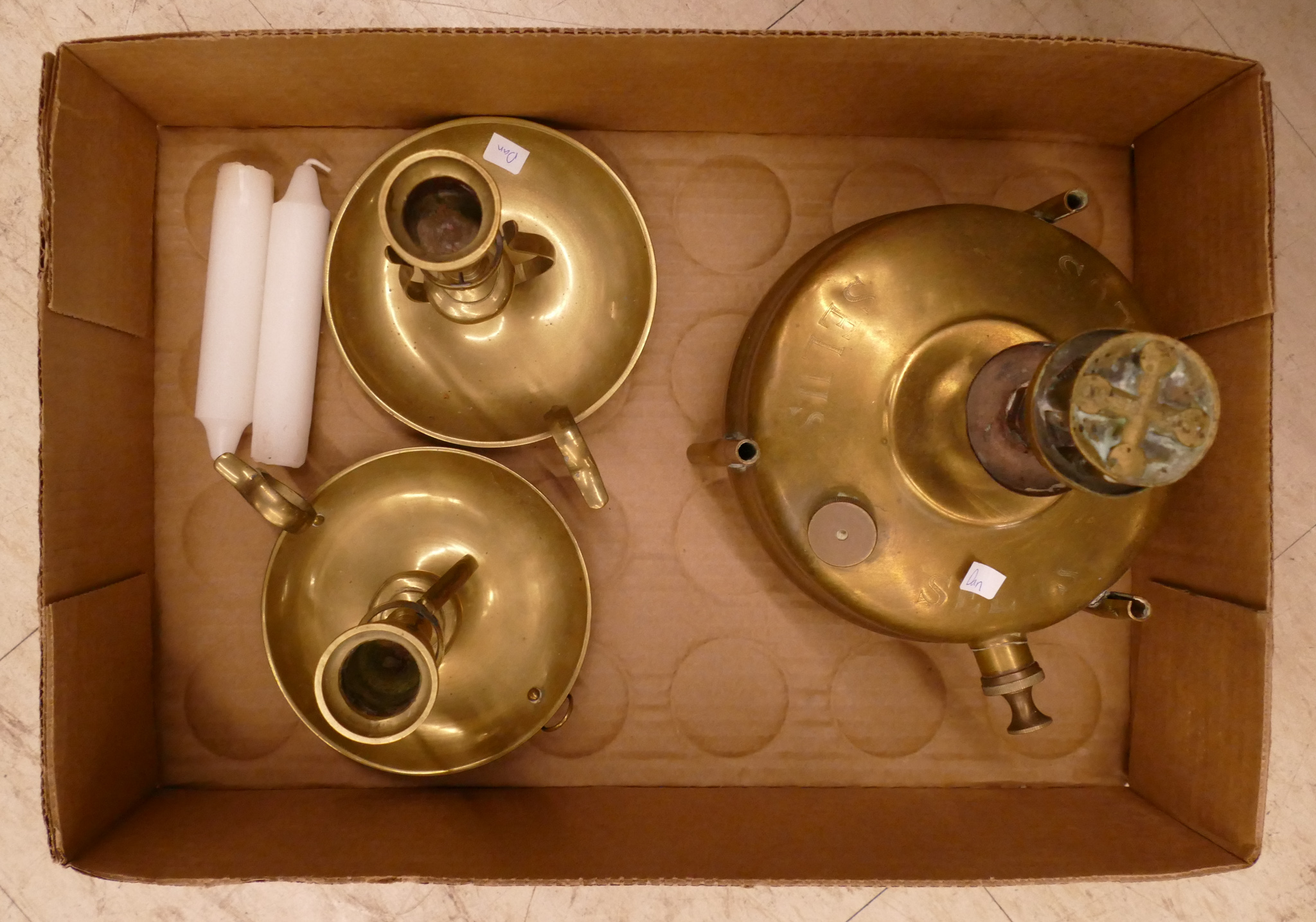 Box Antique Brass Candlesticks