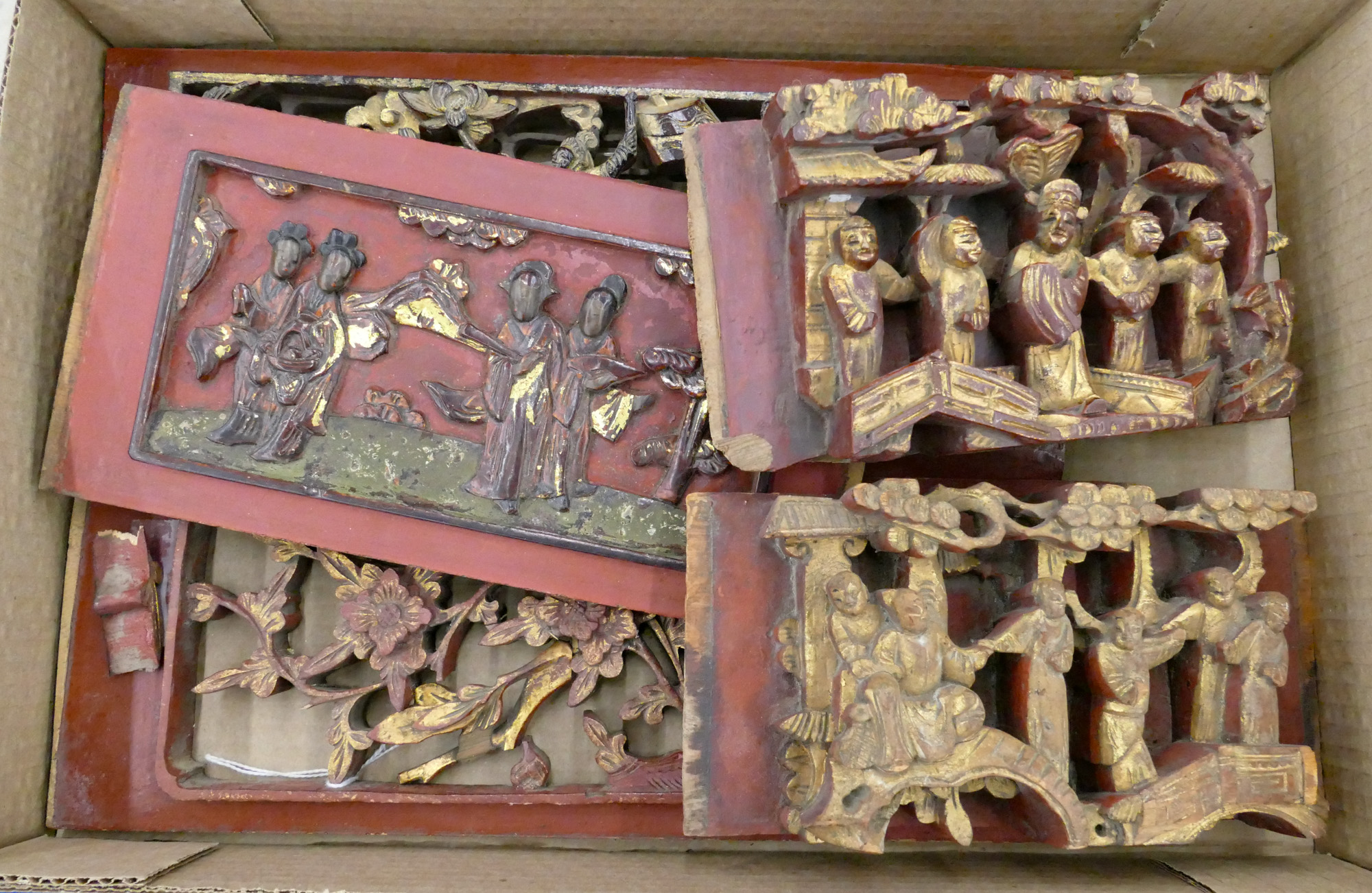 Box Antique Chinese Temple Panels