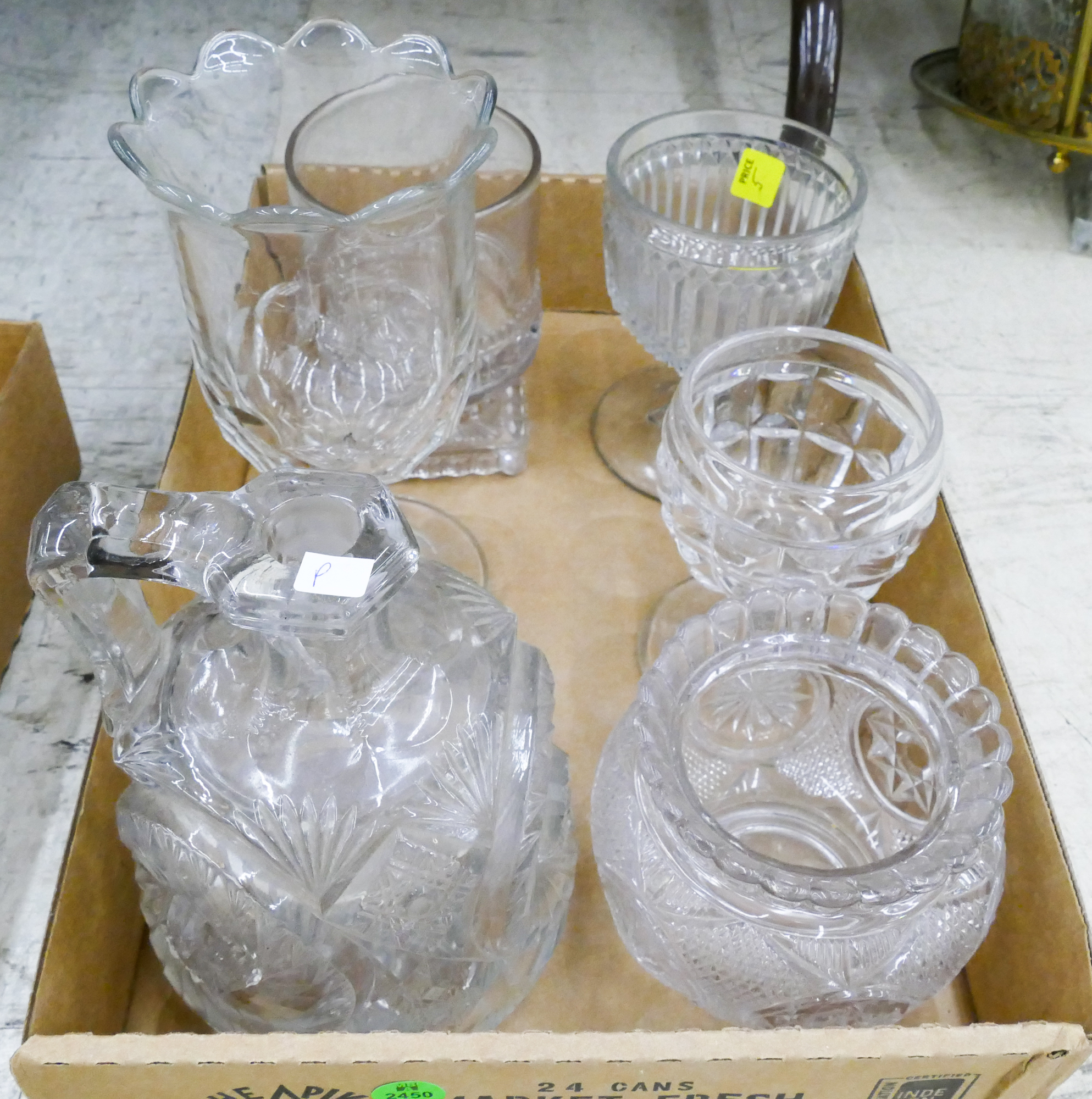 Box Antique Glass Spooners Etc