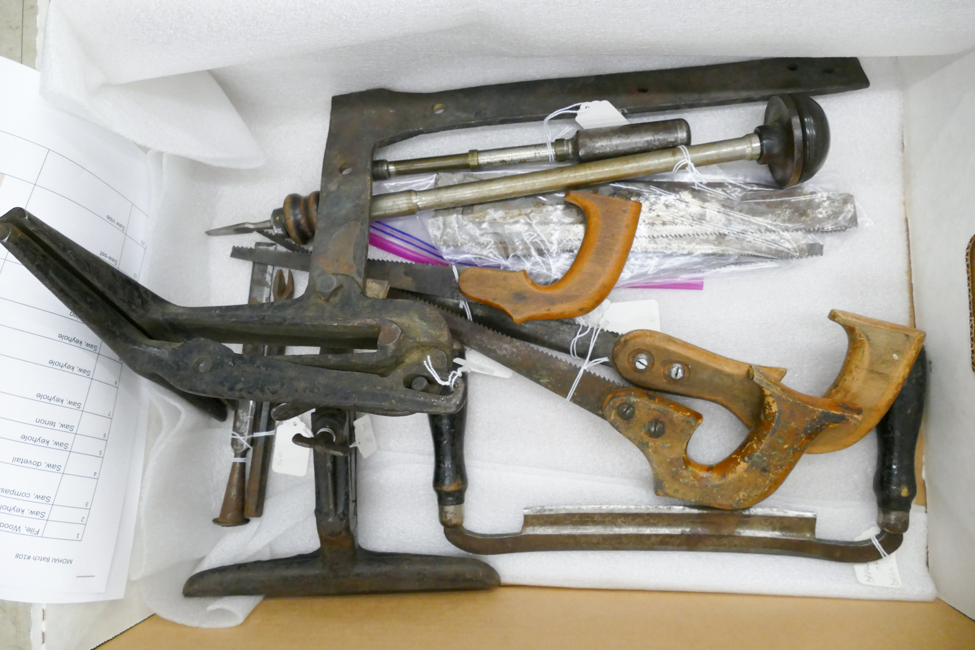 Box Antique Saws & Vise Grips Etc