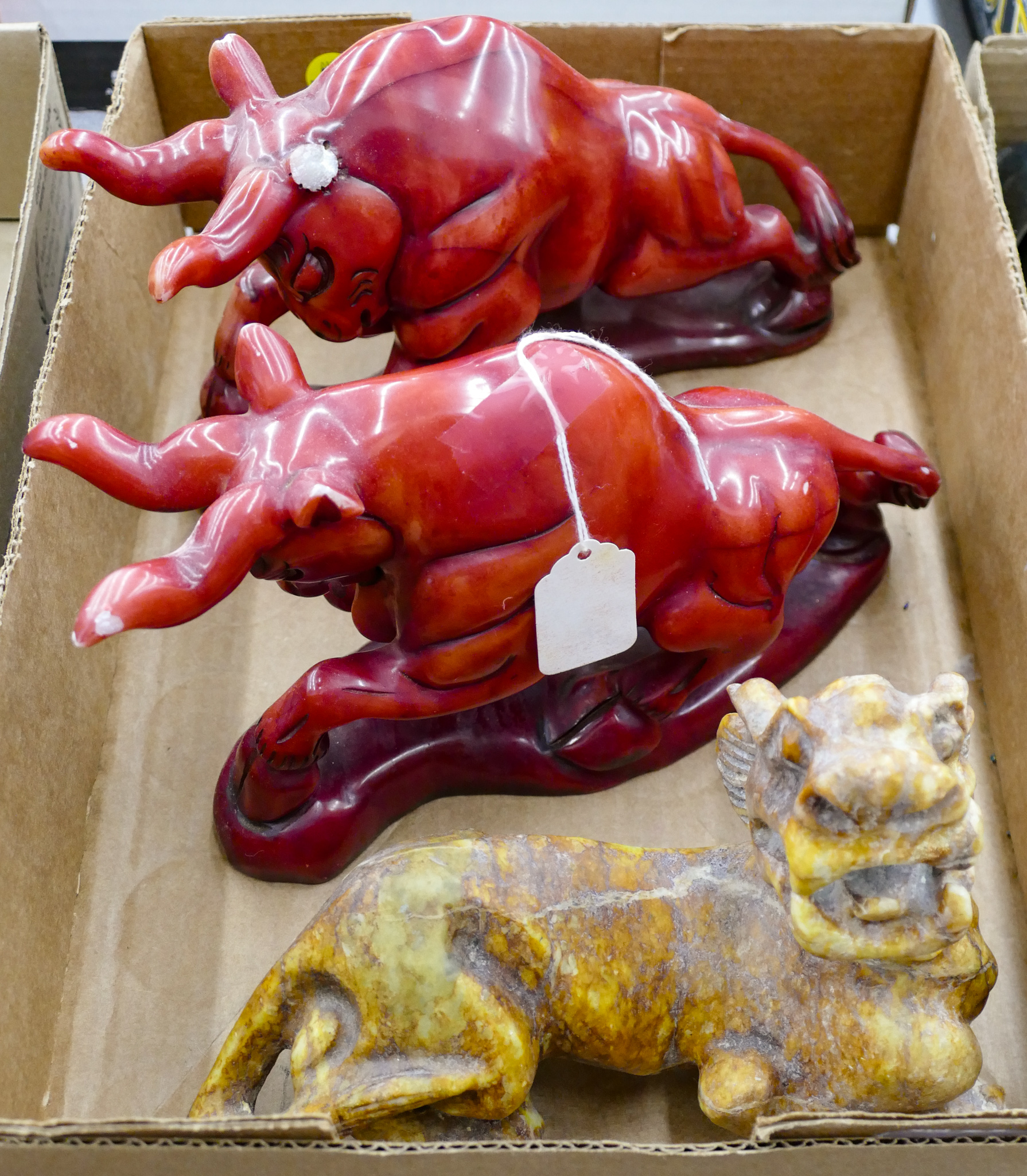 Box Asian Carved Stone Figures