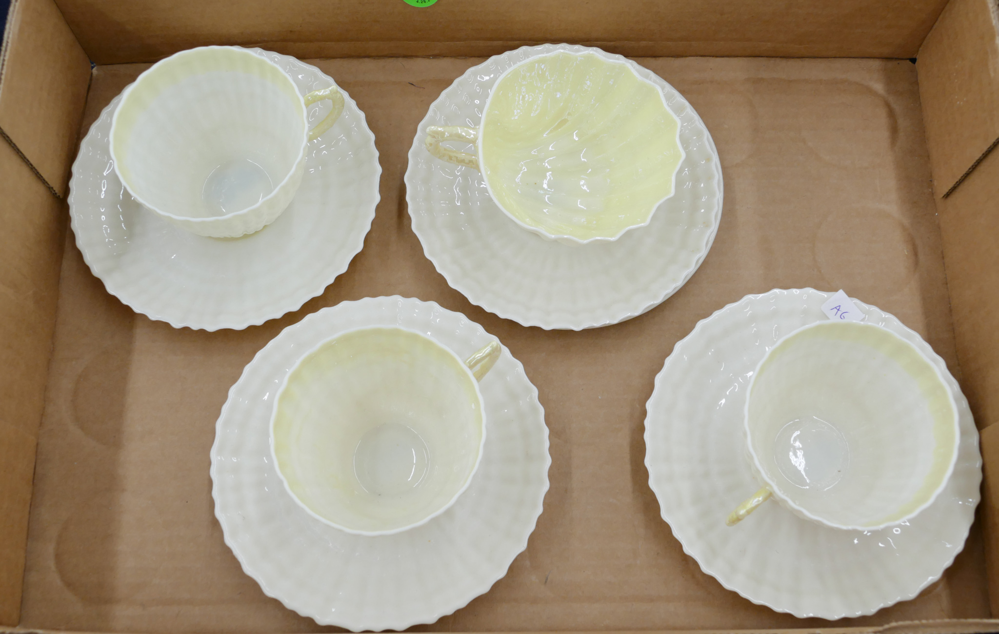 Box Belleek Black Mark Cup Saucers
