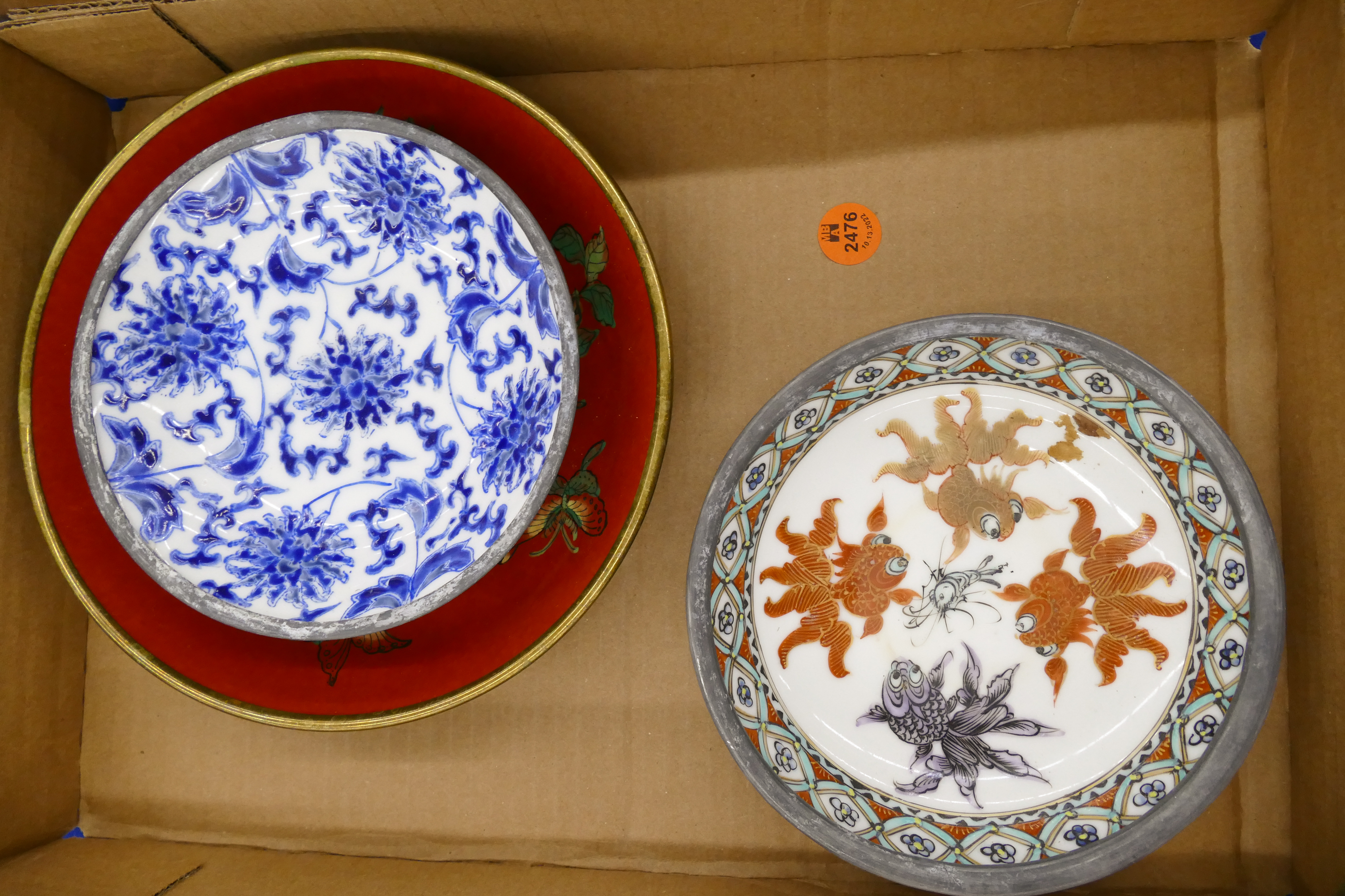 Box Chinese Porcelain Metal Rim