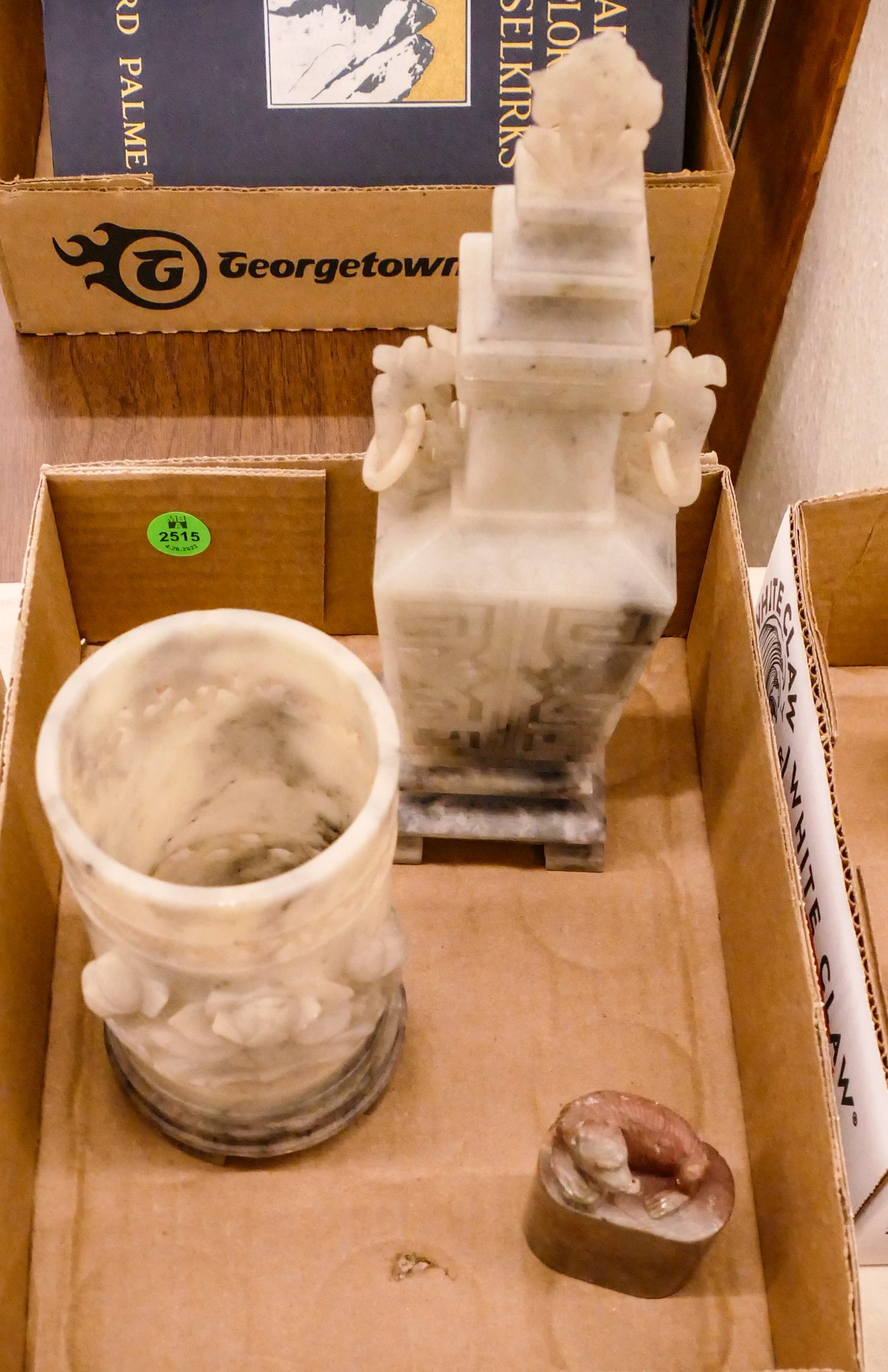Box Chinese Soapstone Brush Pot Etc