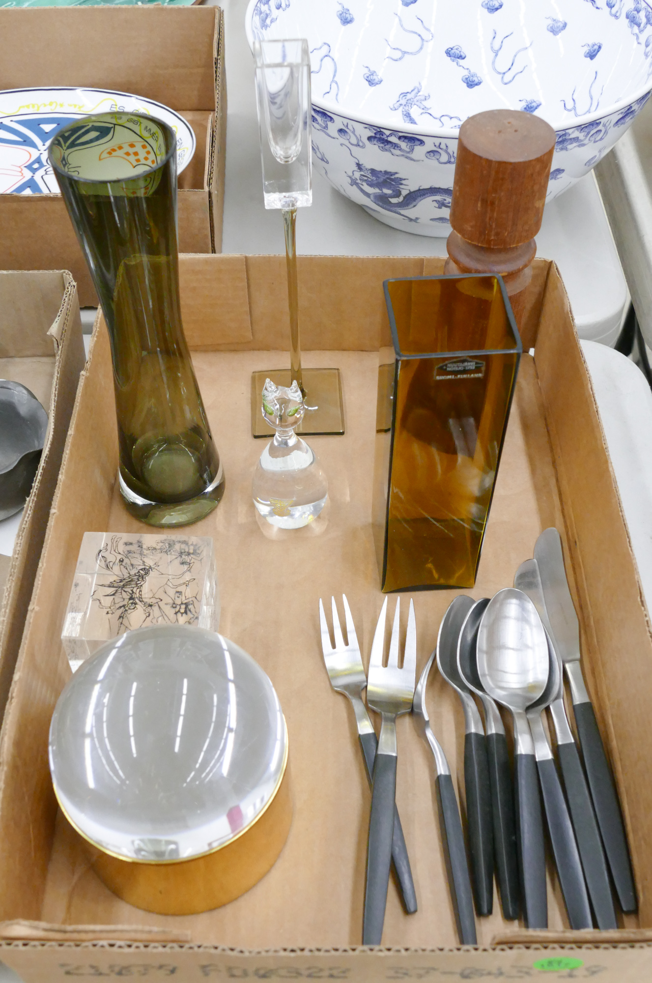Box Danish Mid Century Glass & Teak