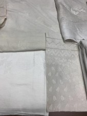 BOX LOT OF ANTIQUE BEDDING, LI