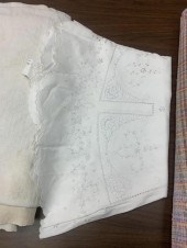 BOX LOT OF ANTIQUE LINENS, RAG