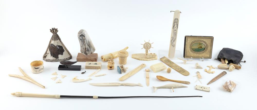 * BOX LOT OF ITEMS IN WHALEBONE,