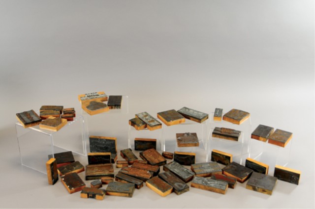 BOX LOT OF STAMP BLOCKS WITH TOY