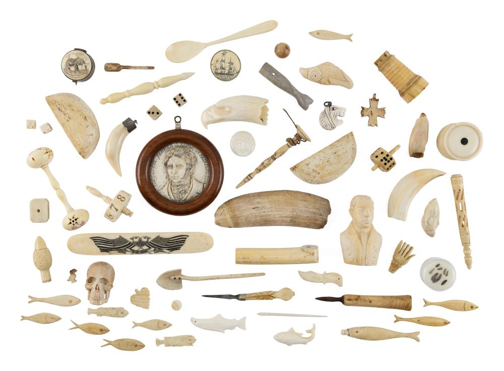 * BOX LOT OF WHALEBONE AND IVORY