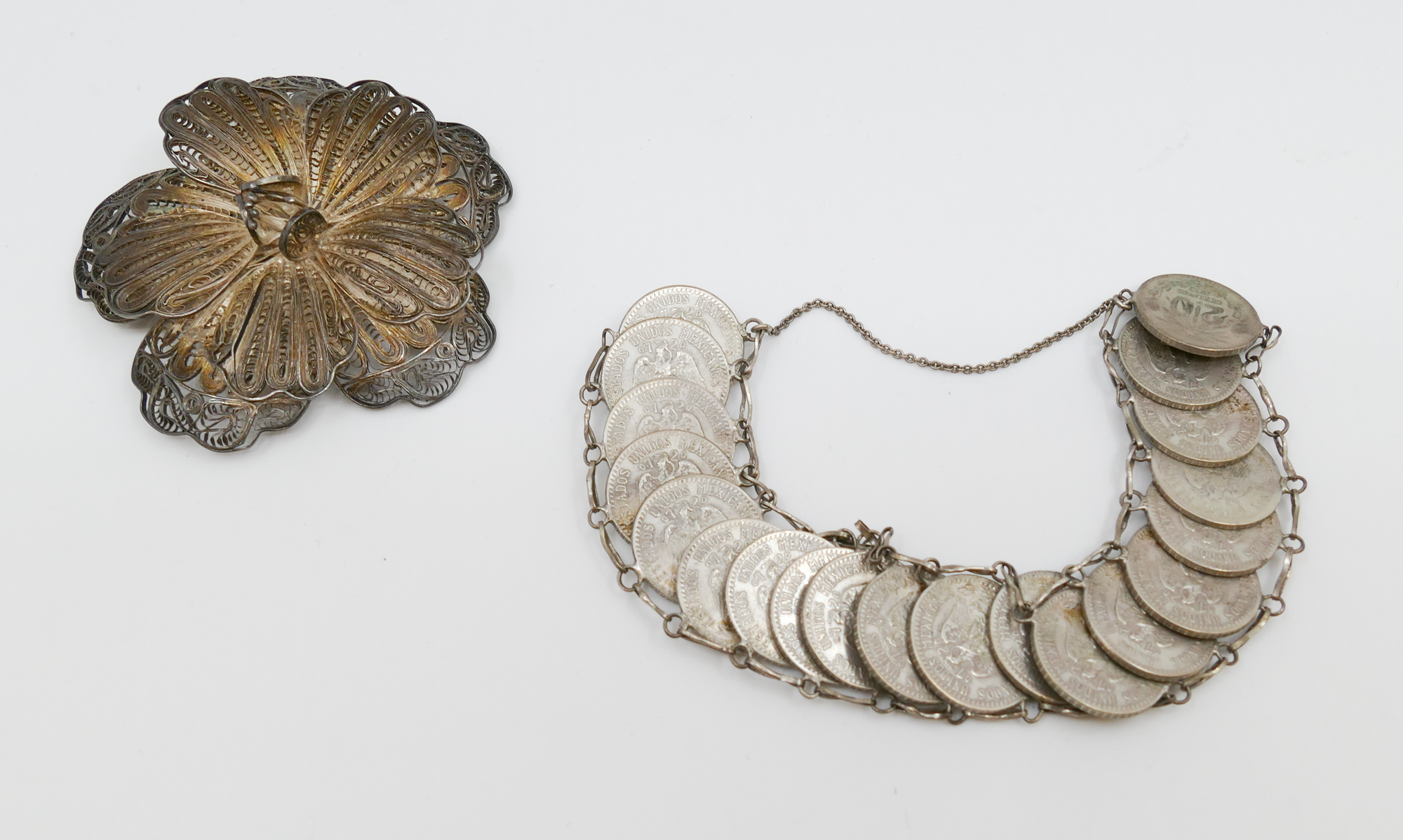 Box Mexican Silver Coin Bracelet