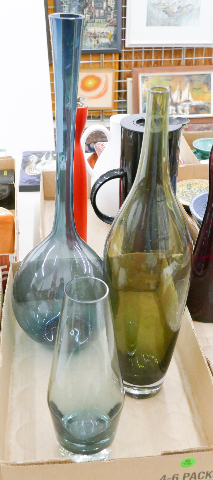 Box Mid Century Smoke Glass Vases