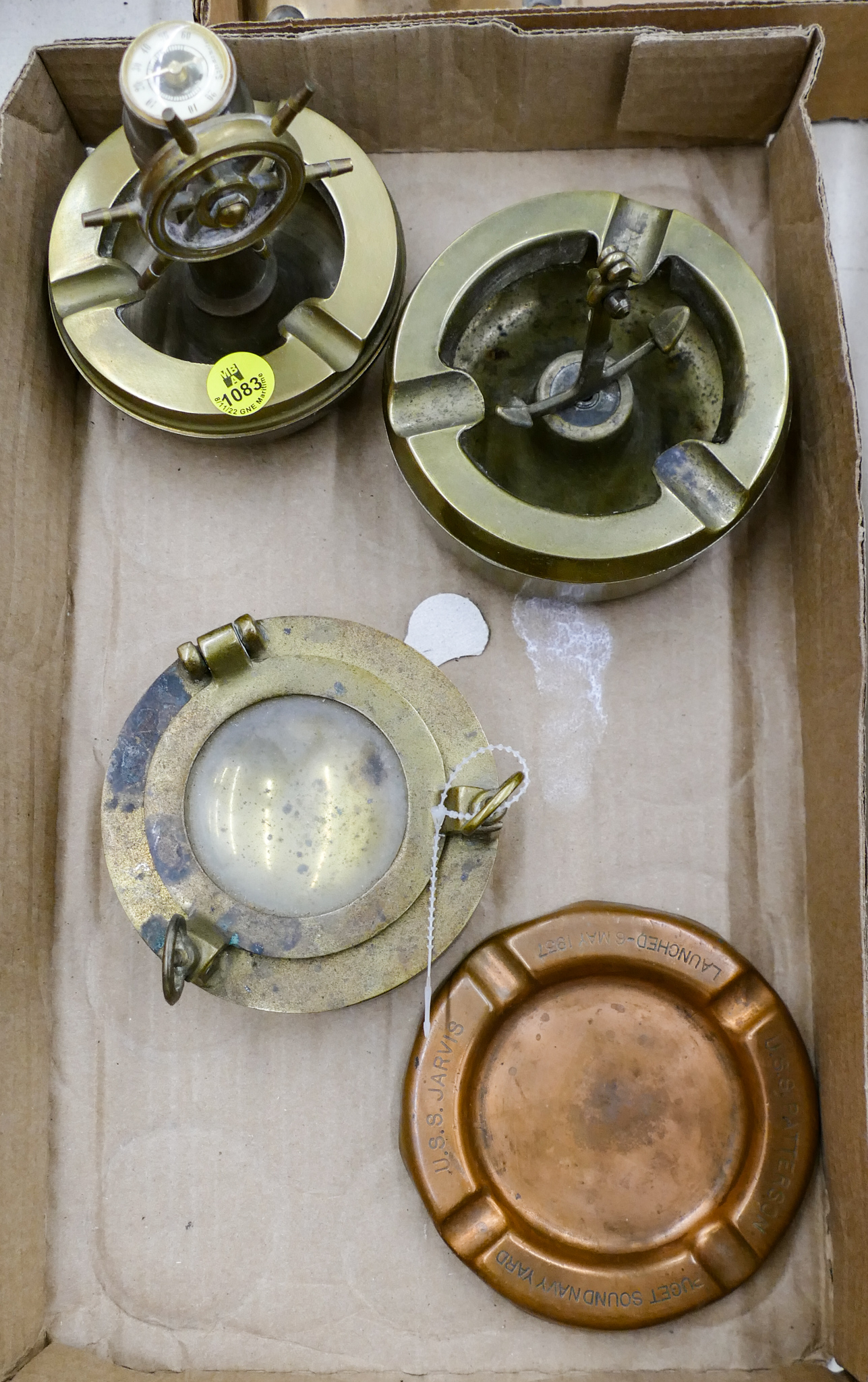Box Nautical Brass Ashtrays Etc.
