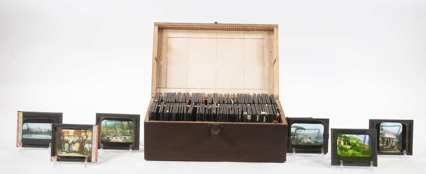 BOX OF (115) GLASS MAGIC LANTERN