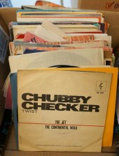BOX OF 45RPM RECORDS, CIRCA 19