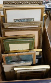 BOX OF ASSORTED FRAMED WORKS O