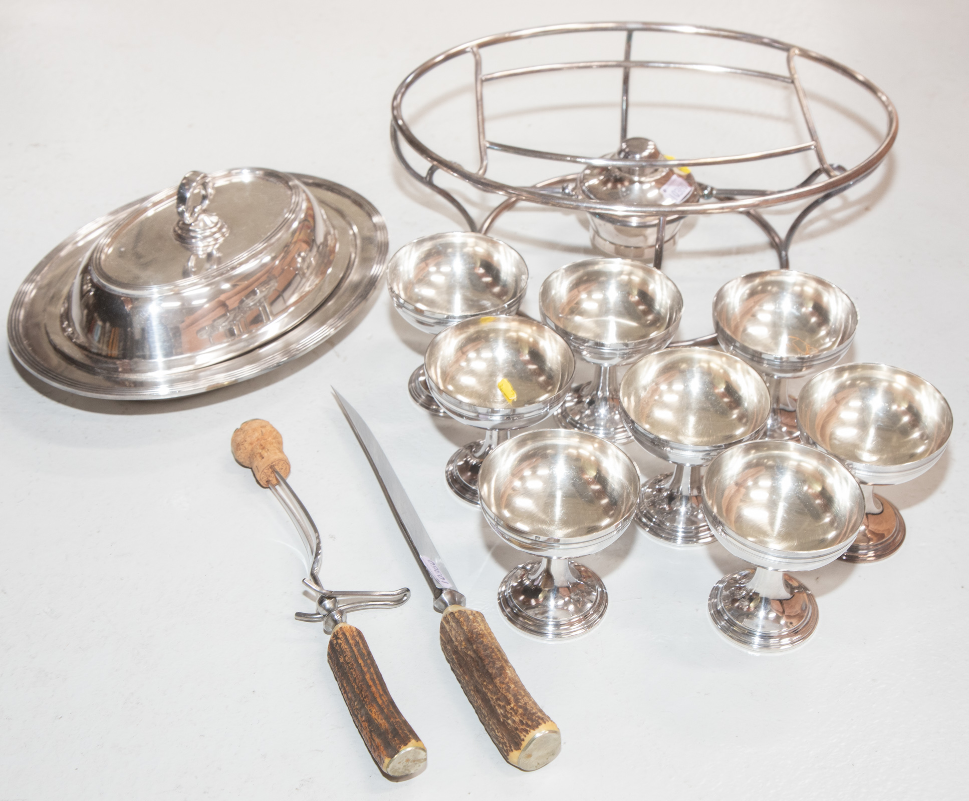 BOX OF ASSORTED SILVER PLATED ITEMS